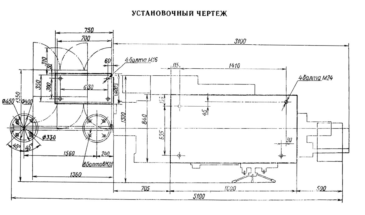 Настановне креслення токарно-револьверного верстата 1Д340П 1Д340П Настановне креслення токарно-револьверного верстата
